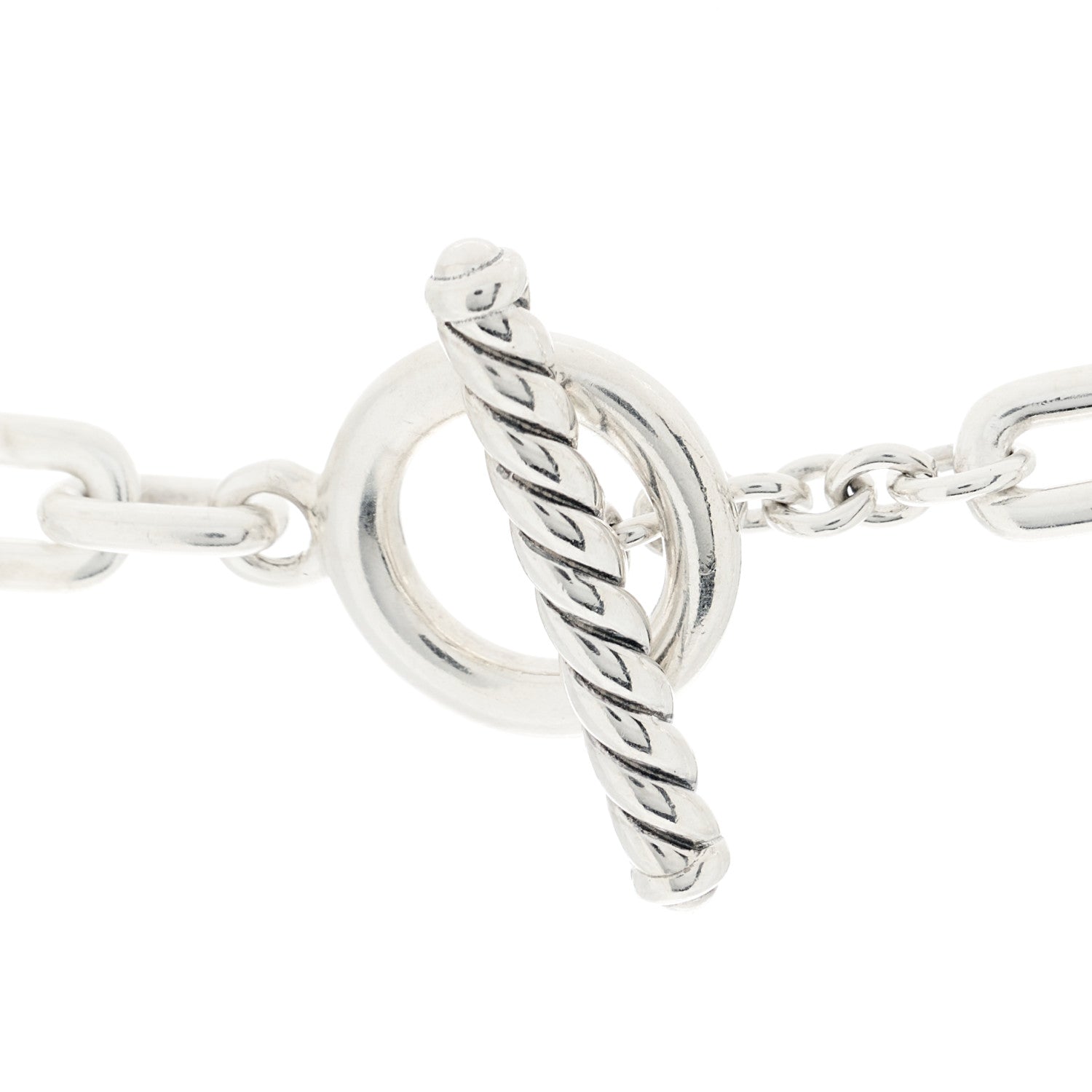 David Yurman Sterling Silver Diamond Wellesley Link Toggle Necklace 4 of 5