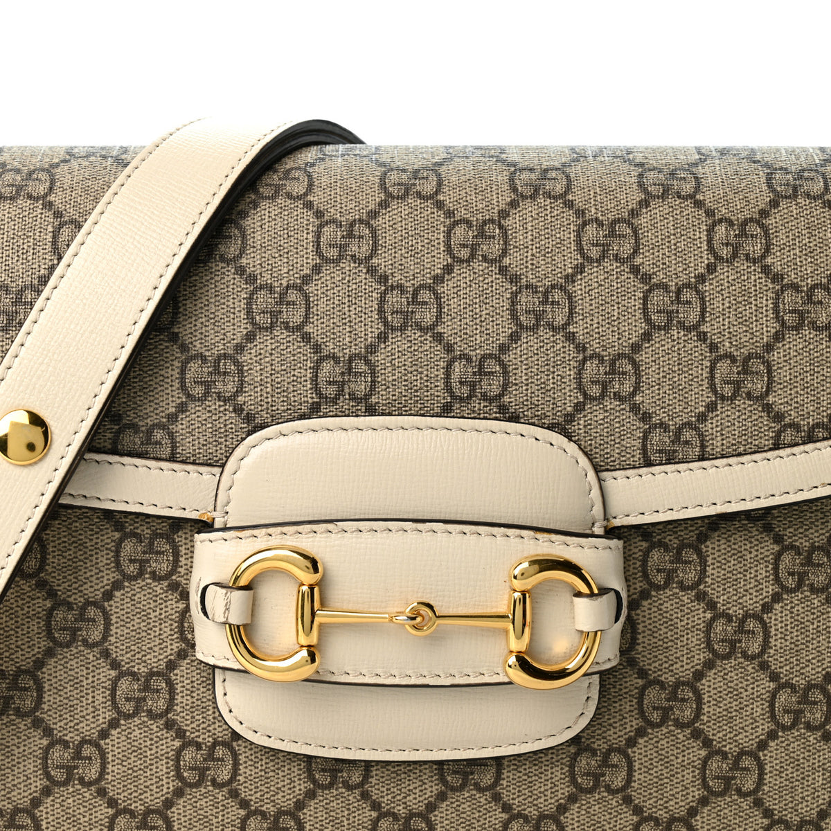 Gucci GG Supreme Monogram Horsebit 1955 Shoulder Bag Beige Mystic White 7 of 11