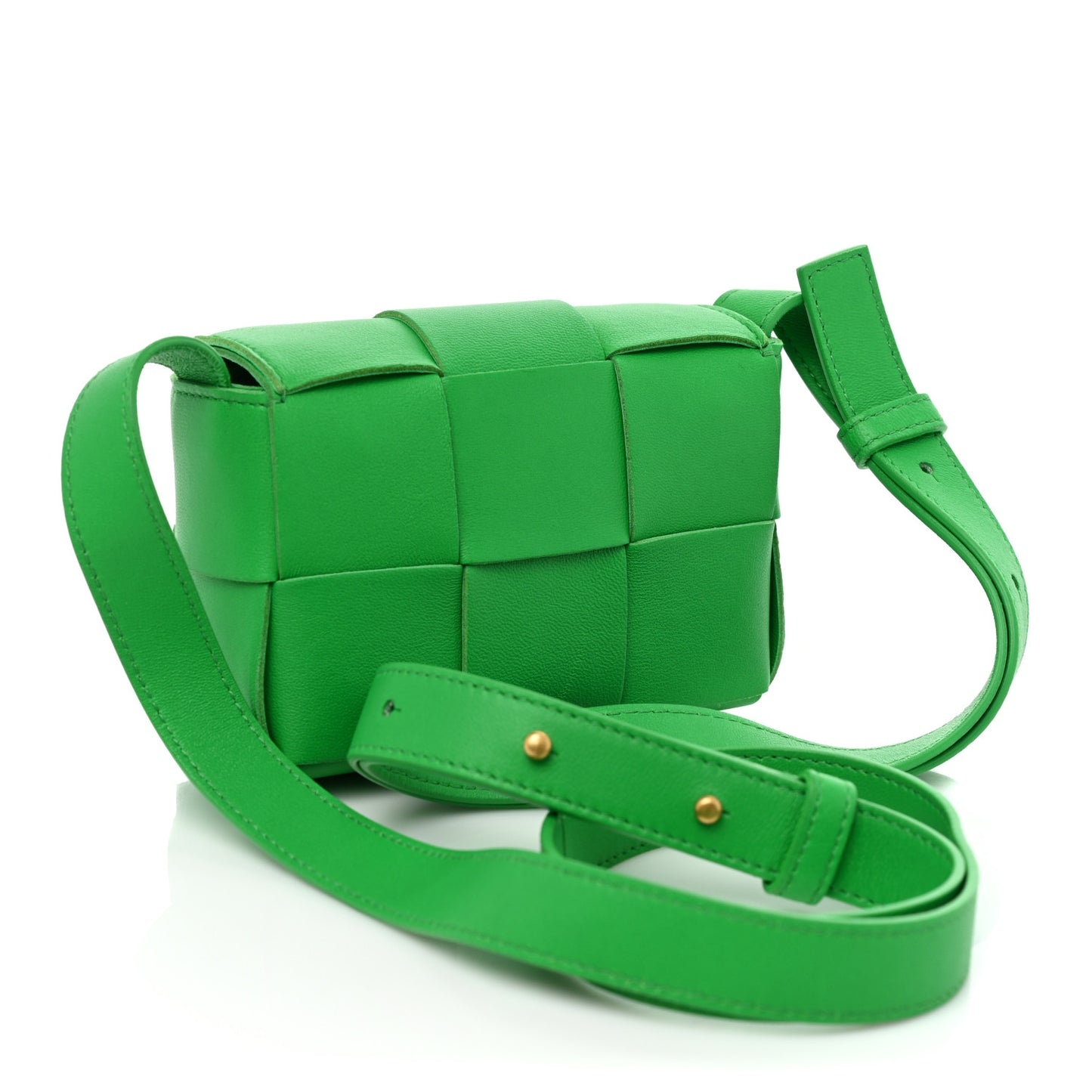 Crinkled Lambskin Maxi Intrecciato Extra Mini Cassette Crossbody Bag Parakeet