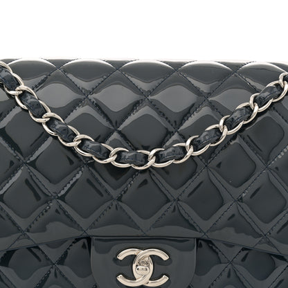 Chanel Patent Quilted Jumbo Double Flap Navy 8 of 14
