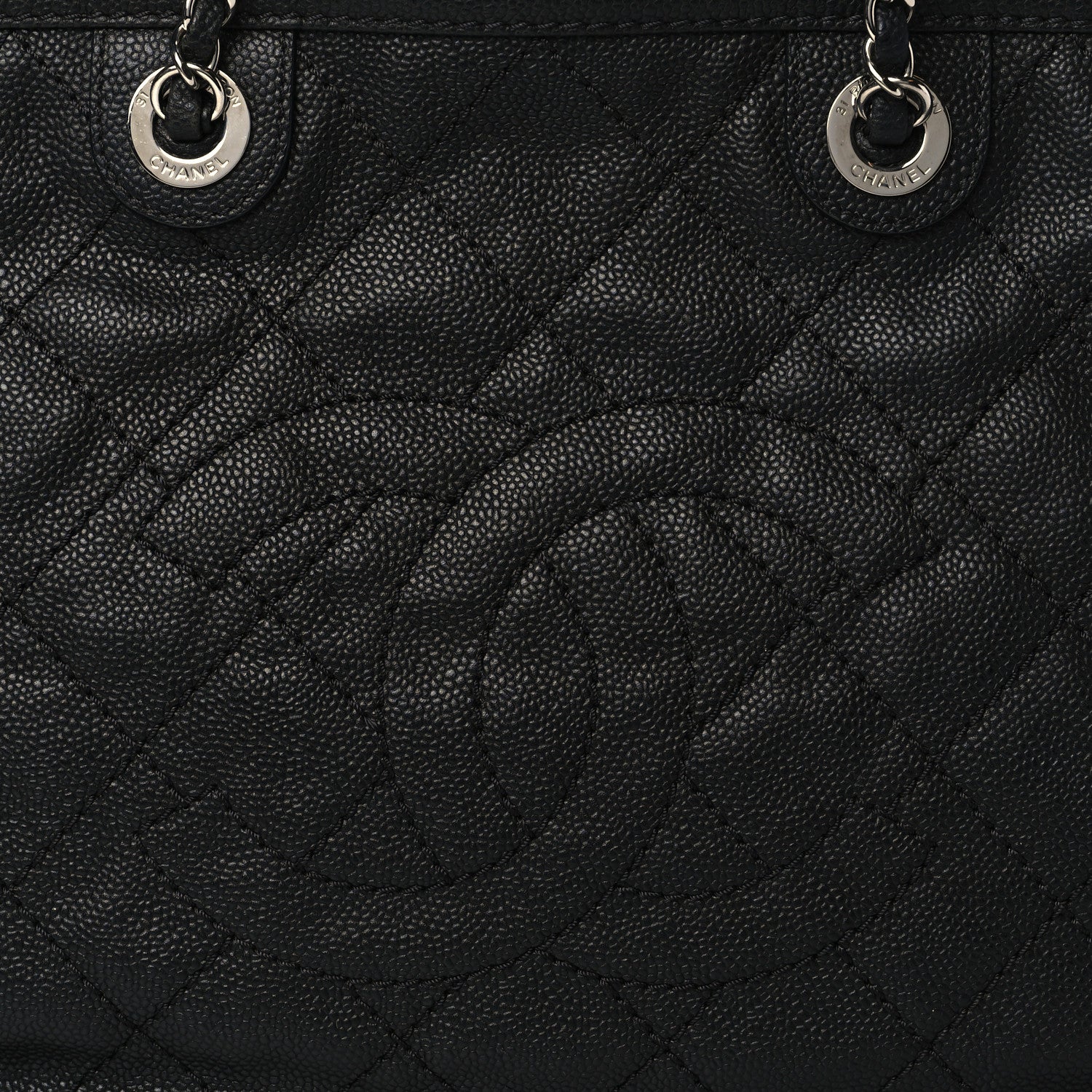 Chanel Grained Calfskin Quilted Small Daily Shopping Tote Black 8 of 10