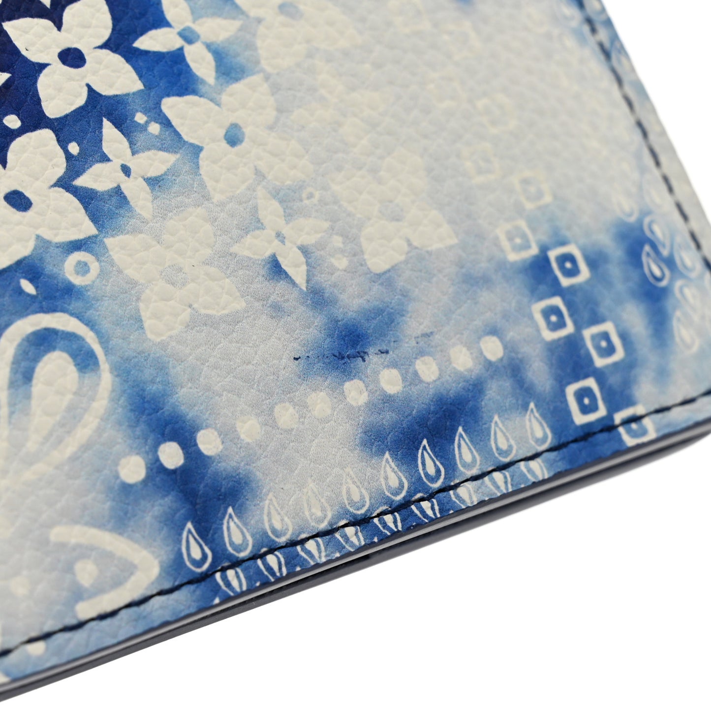 Cowhide Monogram Bandana Slender Wallet Blue