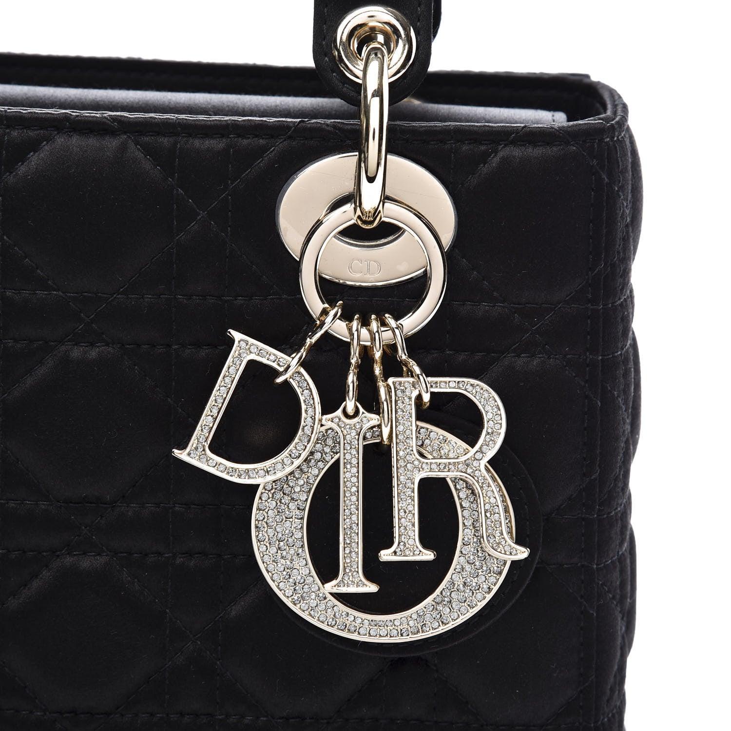 Christian Dior Satin Swarovski Crystal Cannage My ABC Lady Dior Black 9 of 10