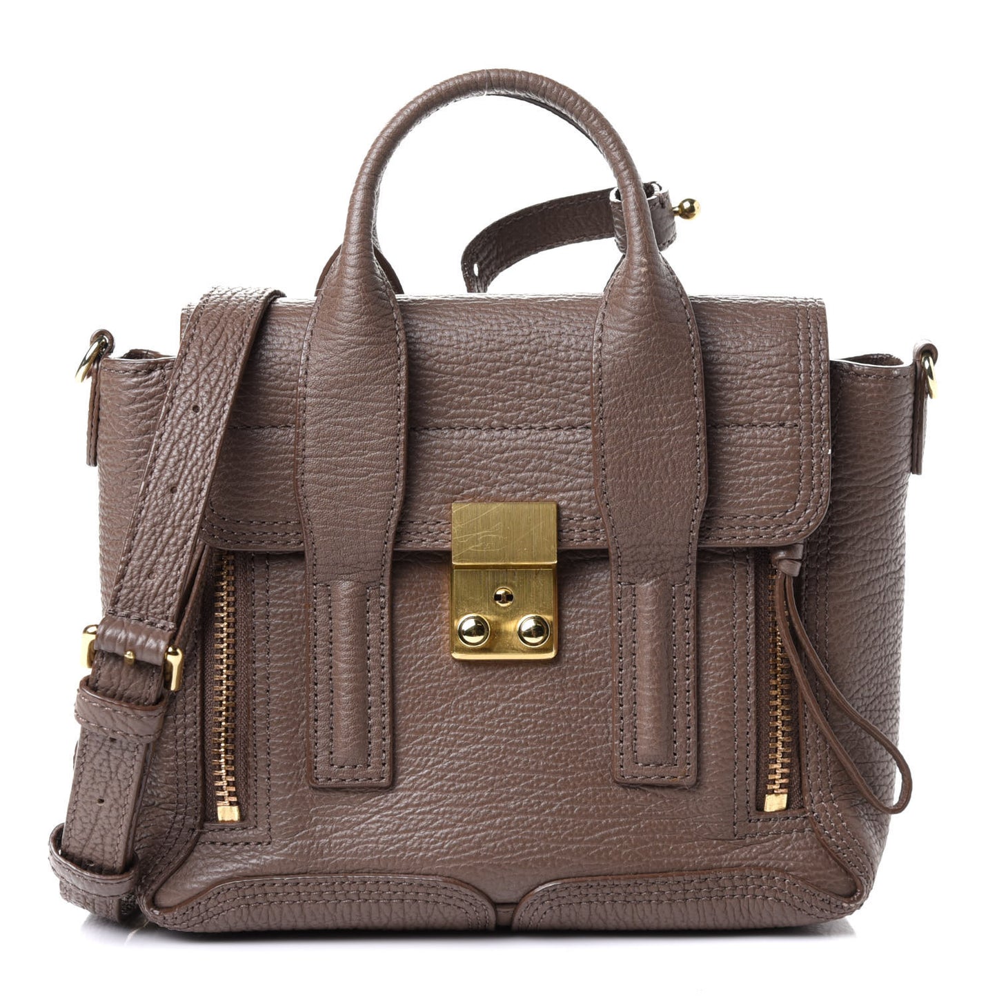 Textured Calfskin Mini Pashli Satchel Taupe
