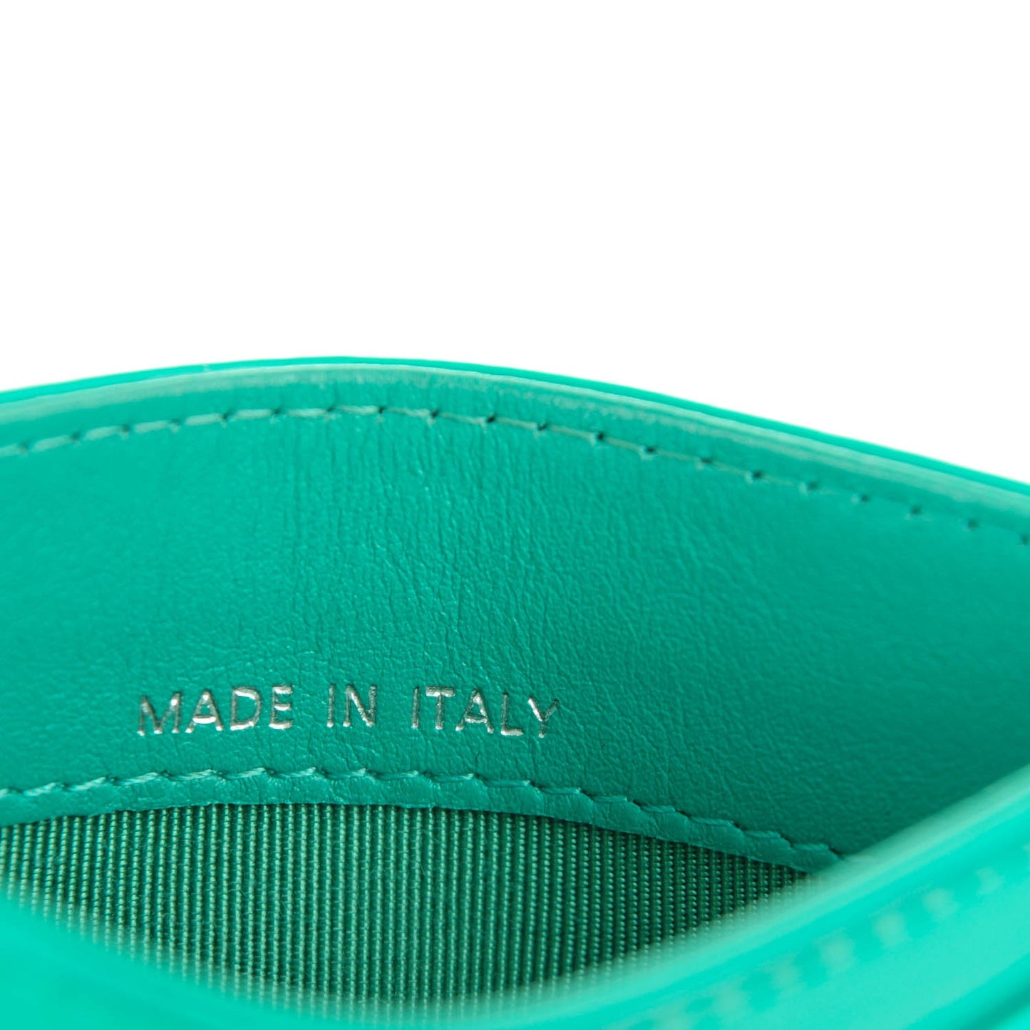 Patent Quilted Card Holder Green