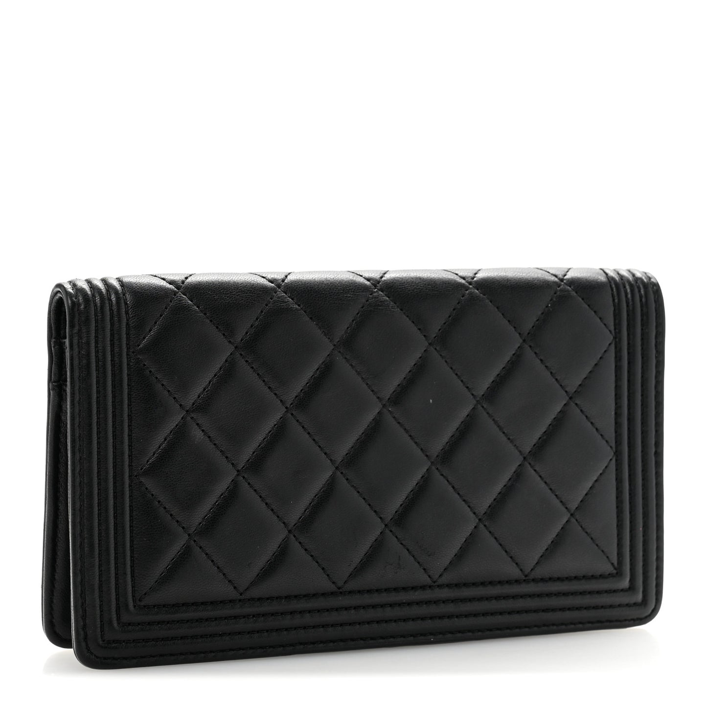 Lambskin Quilted Boy Yen Wallet Black