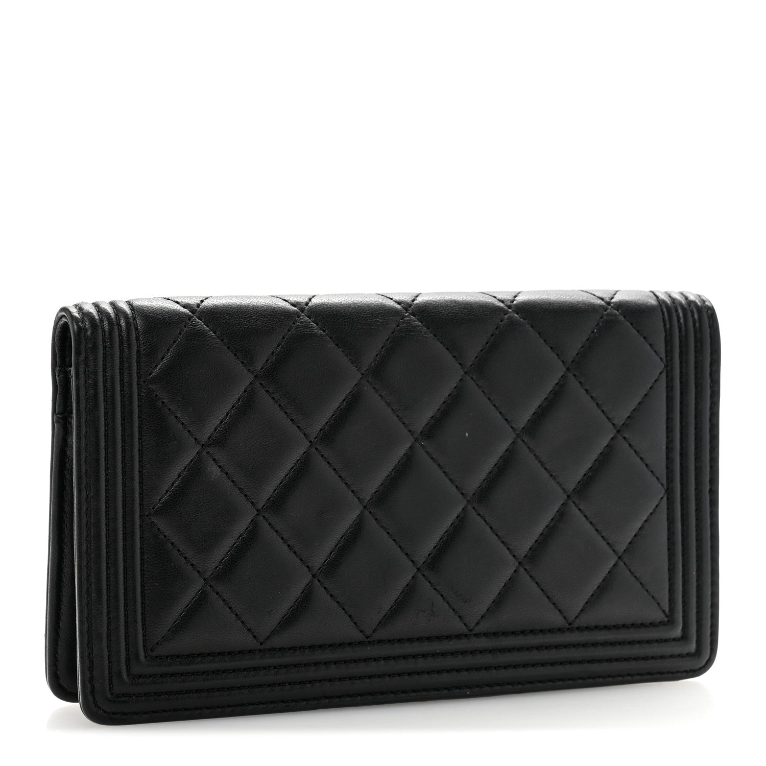 Chanel Lambskin Quilted Boy Yen Wallet Black 3 of 10