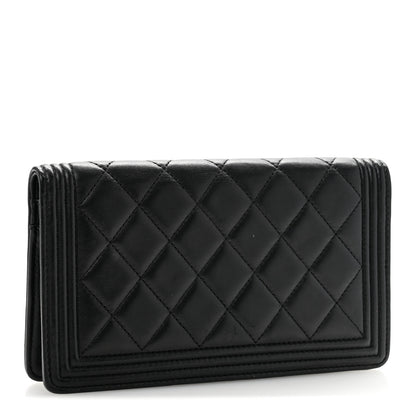 Chanel Lambskin Quilted Boy Yen Wallet Black 3 of 10