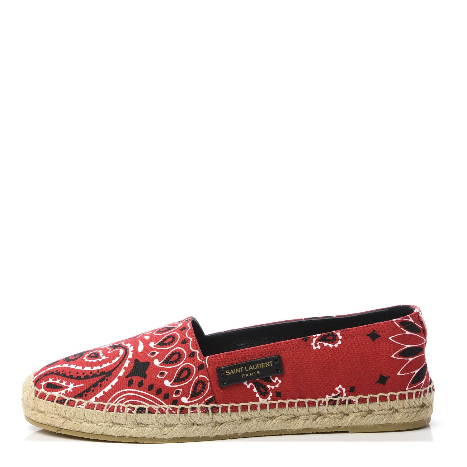 Saint Laurent Bandana Print Canvas Espadrilles 38.5 Red 1 of 8