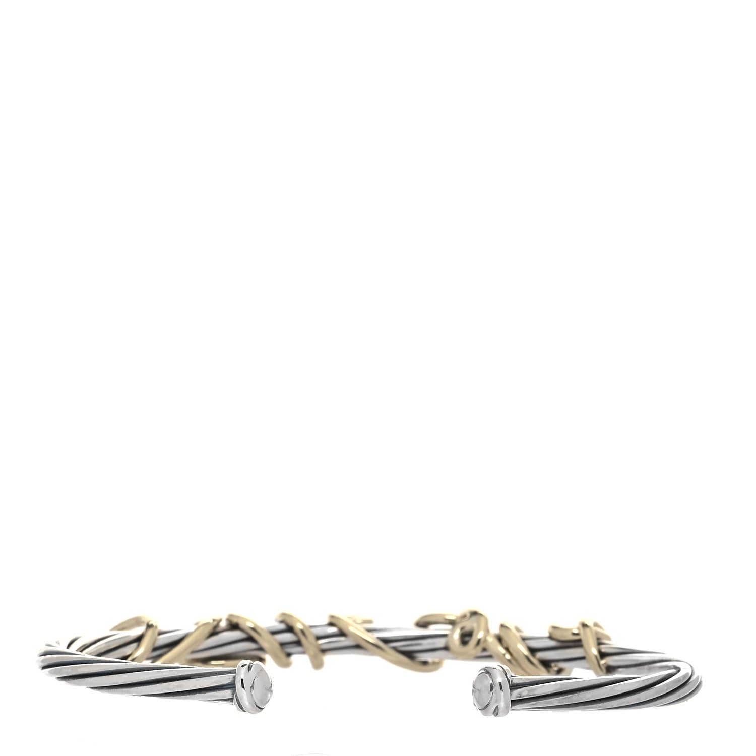 David Yurman Sterling Silver 14K Yellow Gold DY Whispers I Love You Bracelet 3 of 6