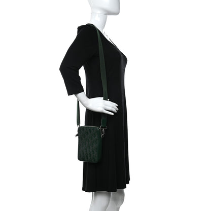 Christian Dior Calfskin Oblique Galaxy Perforated World Tour Messenger Pouch Green White 2 of 10