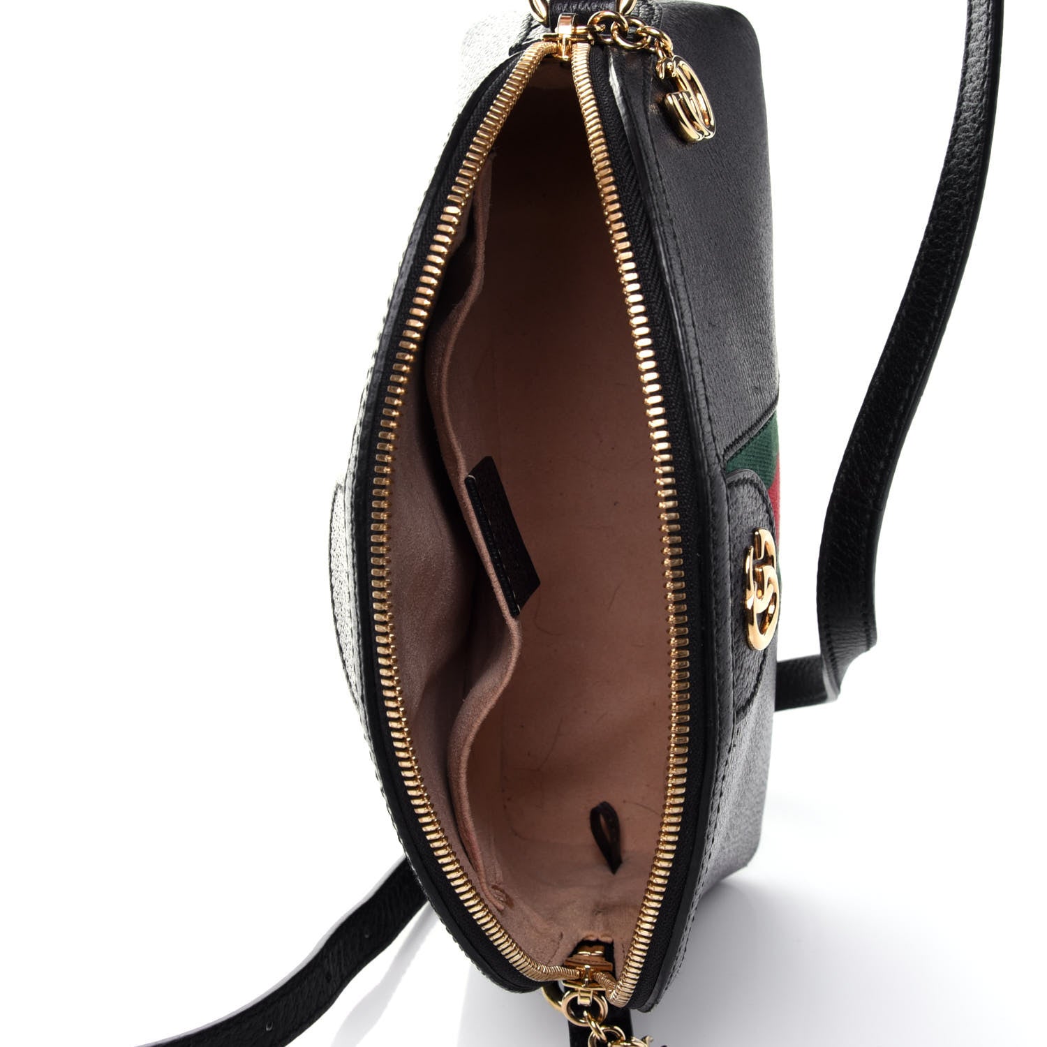 Gucci Calfskin GG Web Small Ophidia Dome Shoulder Bag Black 4 of 5