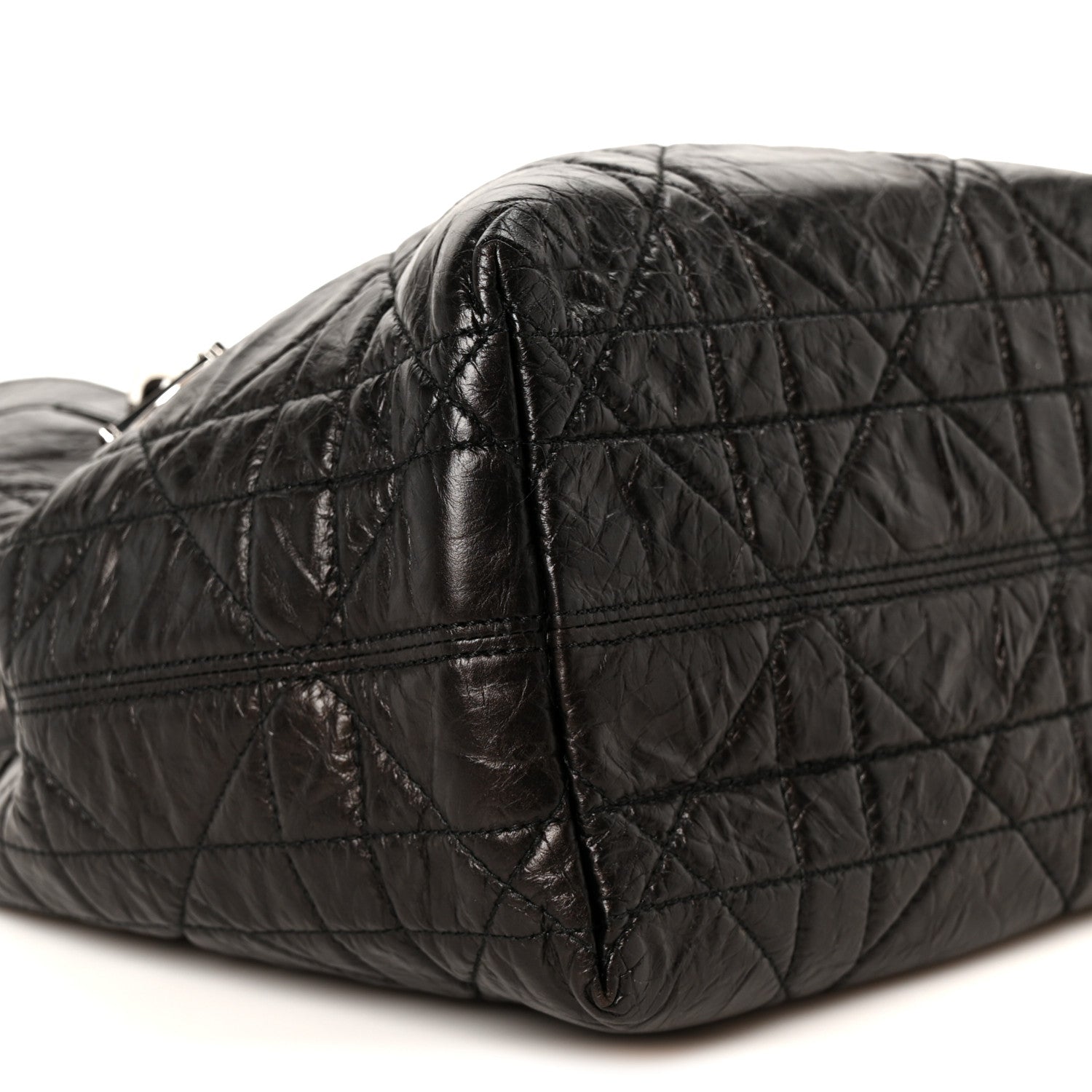 Christian Dior Crinkled Calfskin Macrocannage Small Toujours Vertical Tote Black 9 of 10
