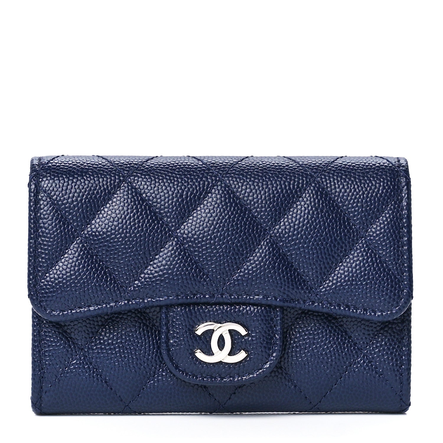 Chanel Caviar Quilted Flap Card Holder Navy Blue 1 of 11