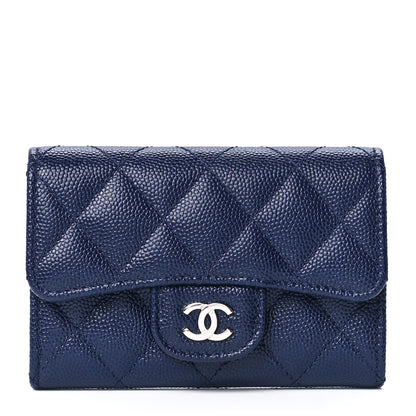 Chanel Caviar Quilted Flap Card Holder Navy Blue 1 of 11