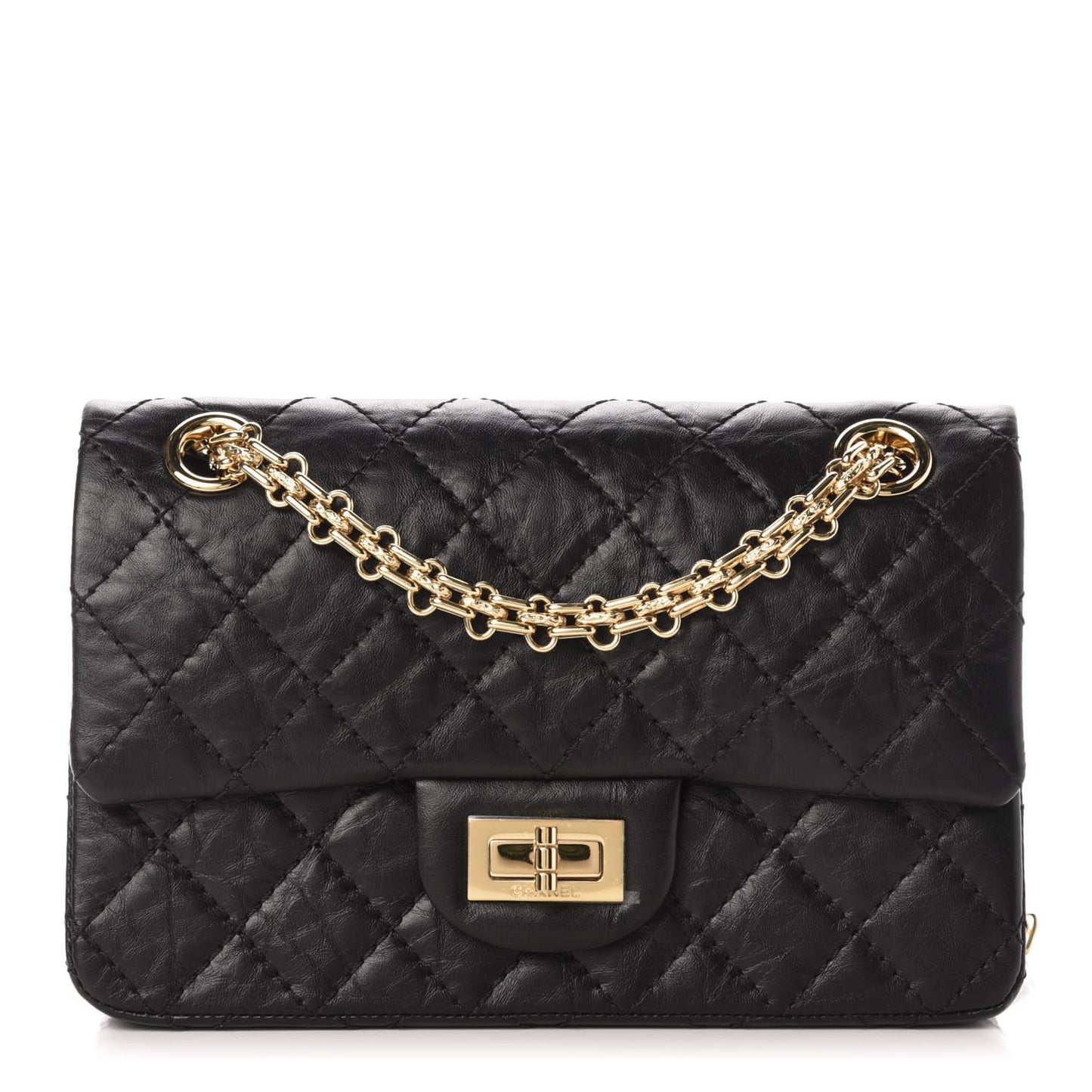 Aged Calfskin Quilted 2.55 Reissue Mini Flap Black