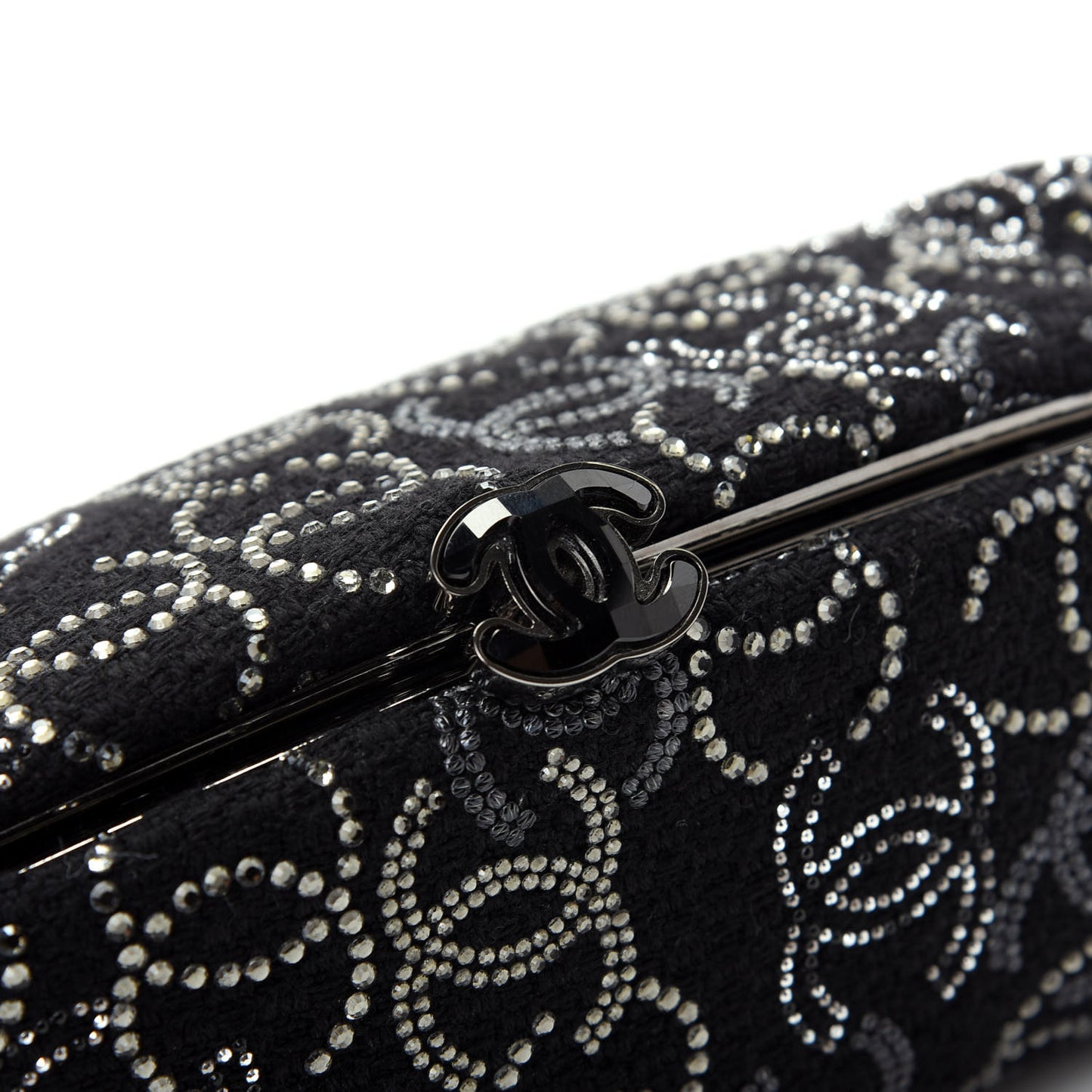 Tweed Strass Pudong Clutch Black