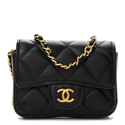 Chanel Lambskin Coco Enamel Quilted Mini Chain Belt Bag Black 1 of 11