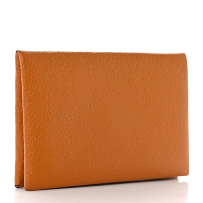 Hermes Chevre Mysore Verso Calvi Card Case Caramel Rose Sakura 3 of 8