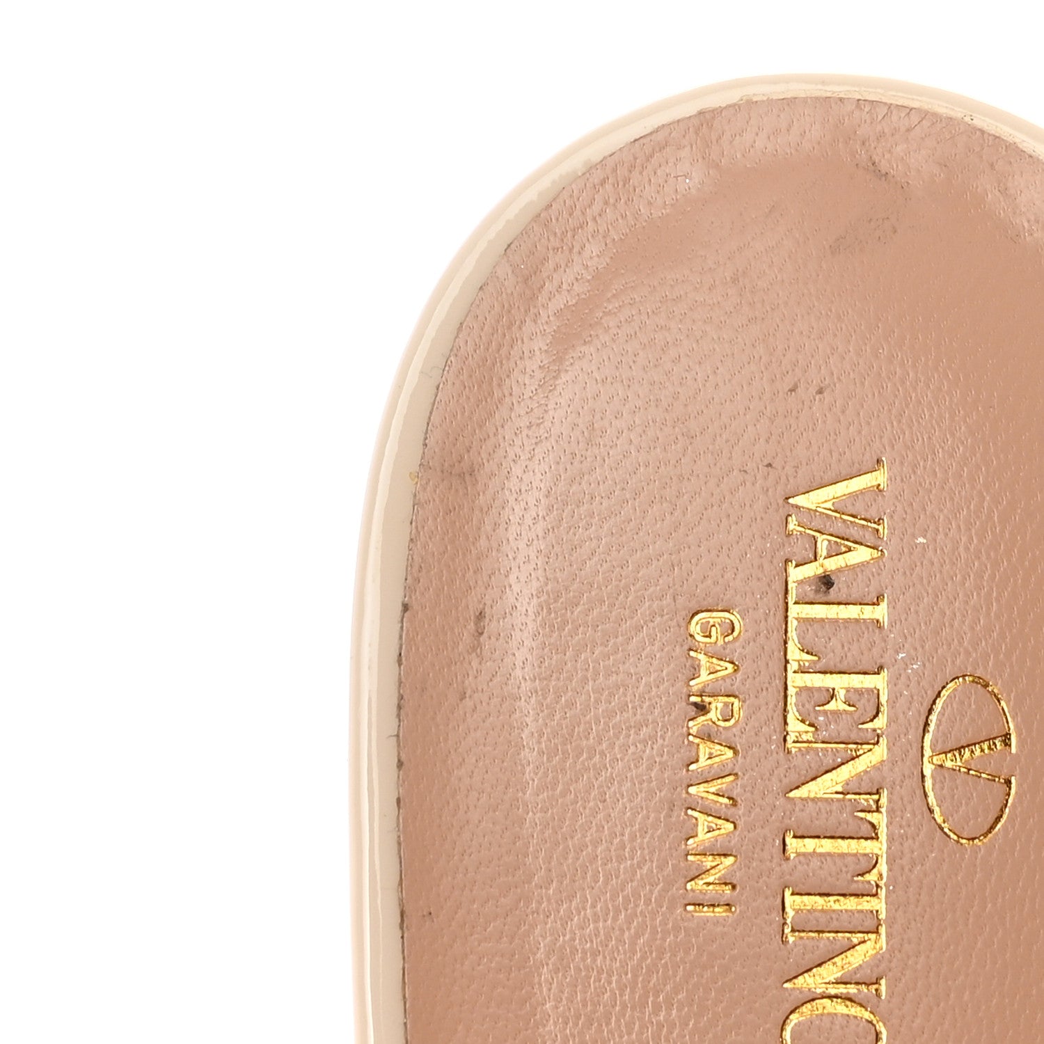 Valentino Garavani Calfskin Lacquered Monochrome Rockstud Caged Flat Slide Sandals 37.5 Ivory 13 of 14