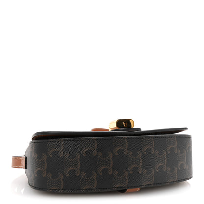 Celine Triomphe Canvas Calfskin Tabou Clutch on Strap Tan 4 of 9