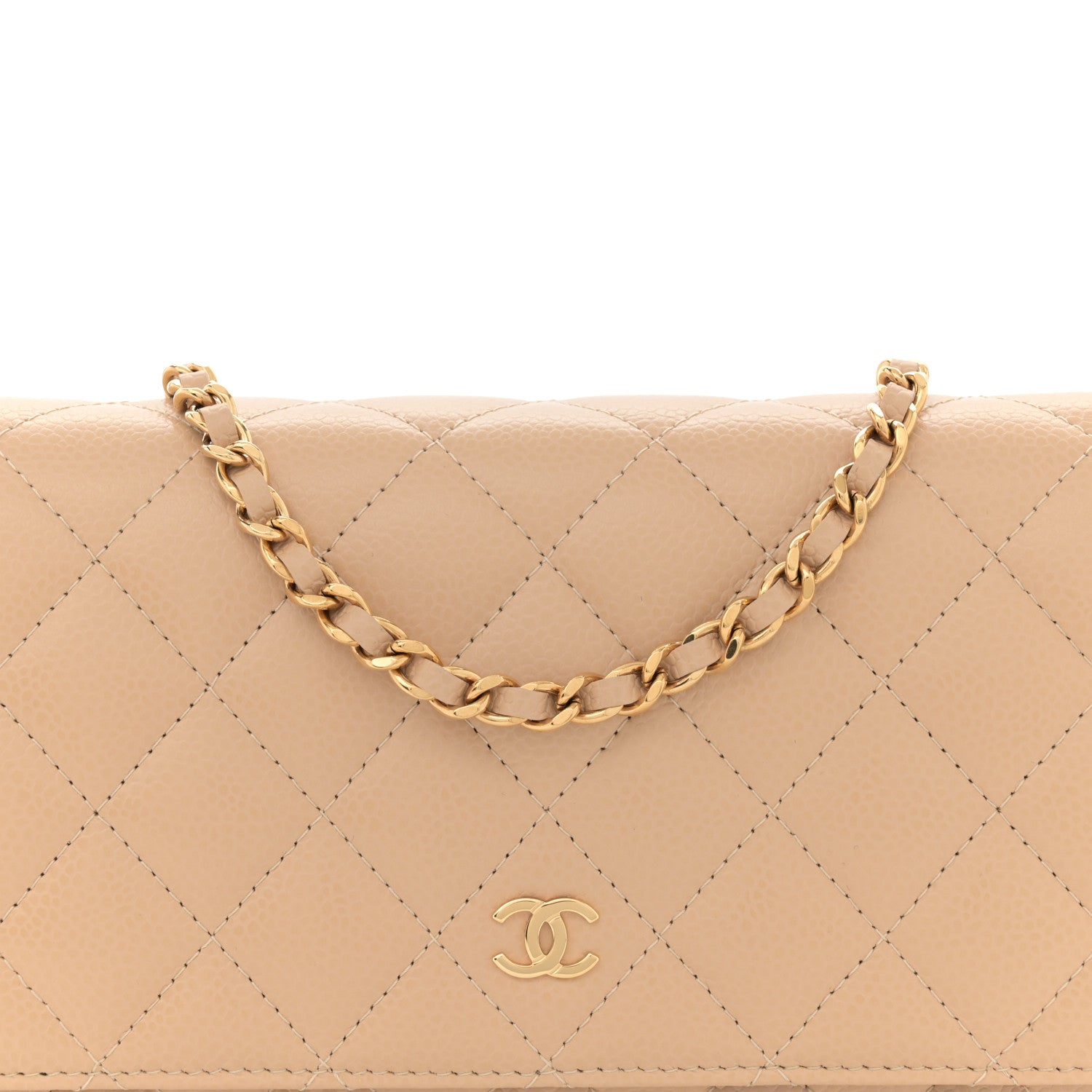 Chanel Caviar Quilted Wallet on Chain WOC Beige 9 of 11