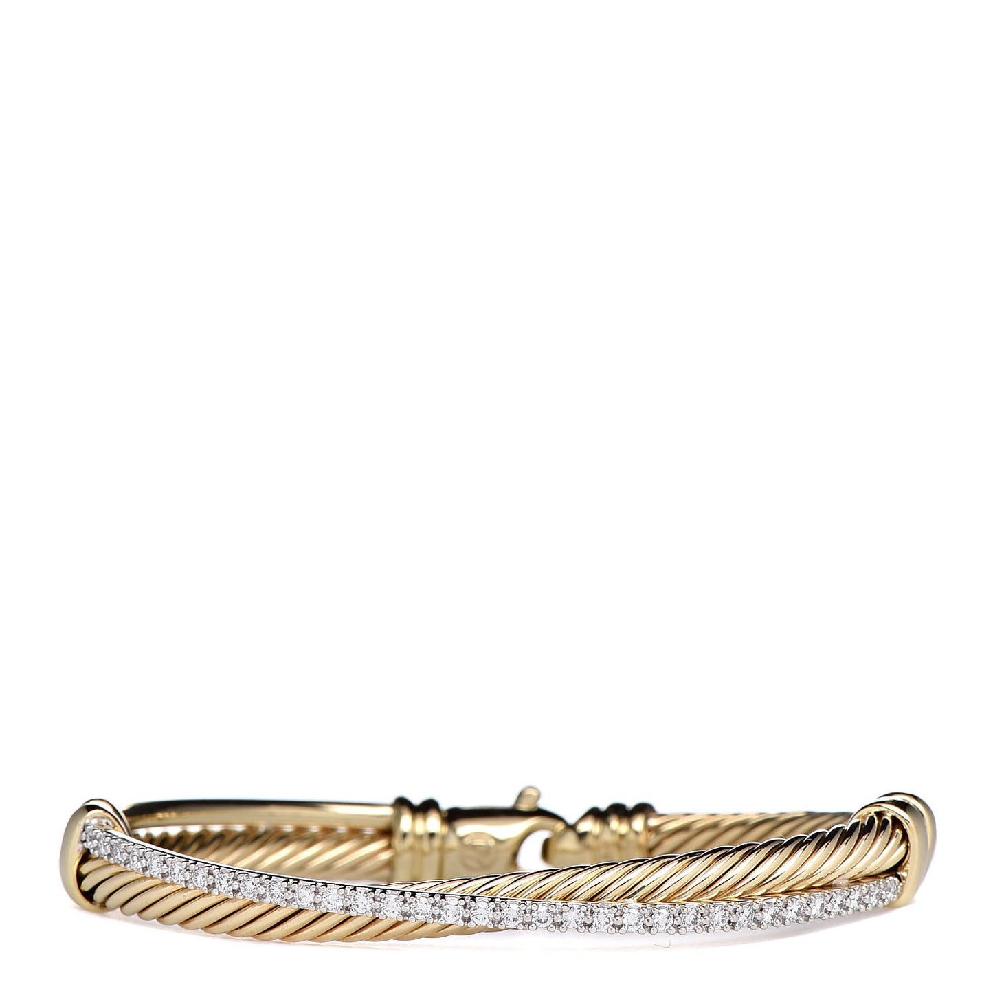 18K White Yellow Gold Diamond Crossover Bracelet