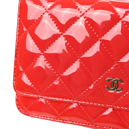 Chanel Patent Quilted Wallet On Chain WOC Coral 12 of 13