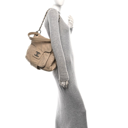 Chanel Glazed Caviar Coco Rider Flap Hobo Beige 2 of 10