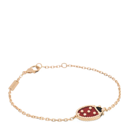 Van Cleef & Arpels 18K Rose Gold Carnelian Onyx Lucky Spring Closed Wing Ladybug Bracelet 1 of 3