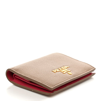 Prada Vitello Daino Small Bi-Fold Wallet Cammeo 4 of 7