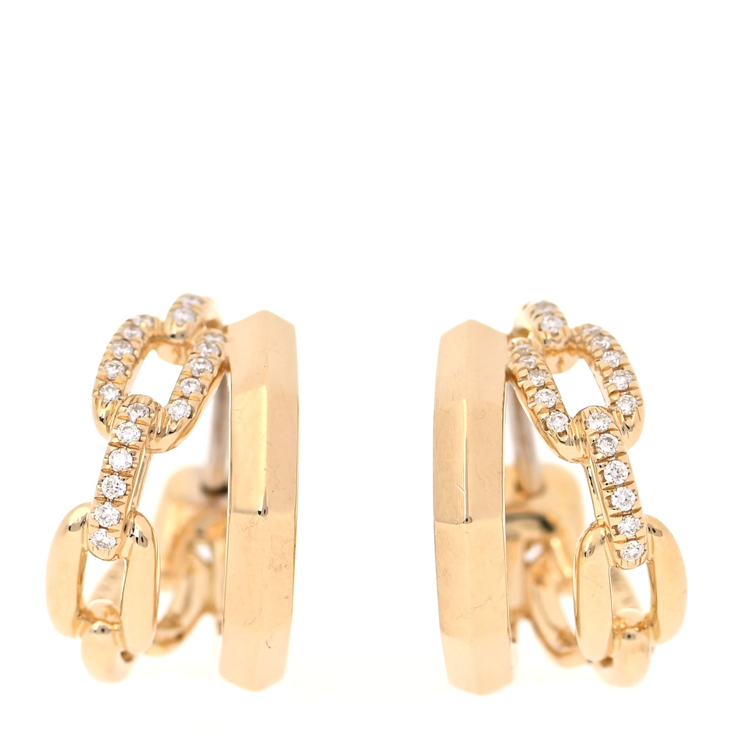 18K Yellow Gold Diamond Stax Double Hoop Earrings