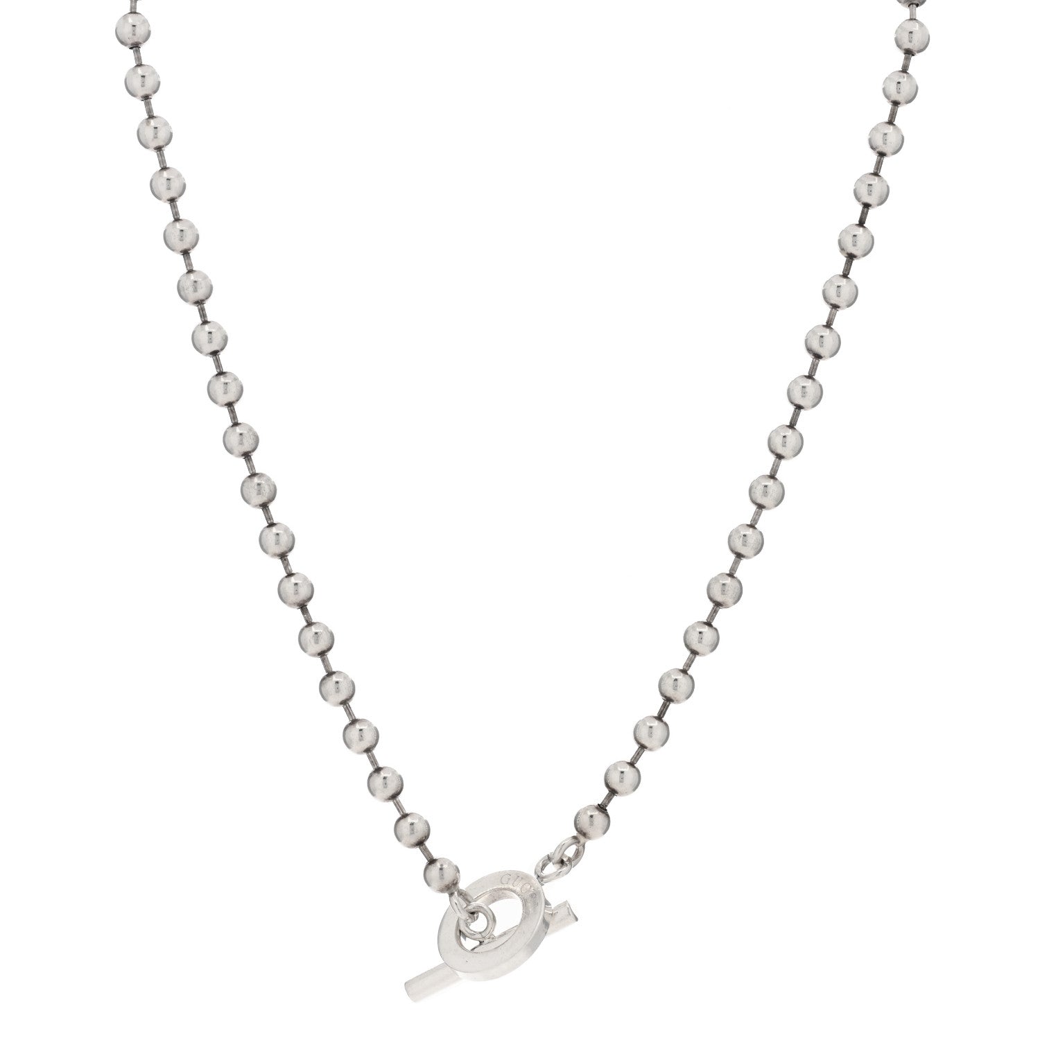 Gucci Sterling Silver Bead Toggle Necklace 1 of 3
