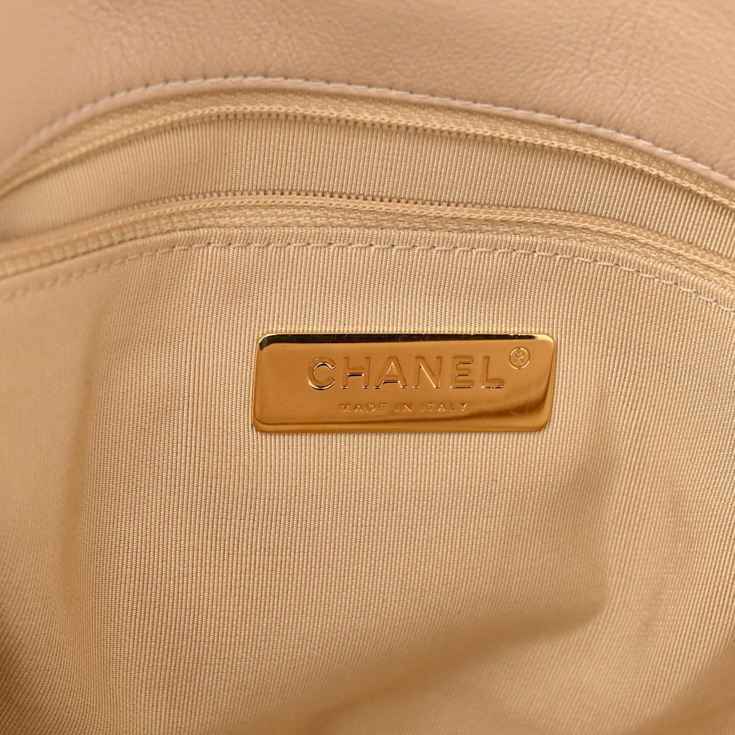 Lambskin Quilted Medium Chanel 19 Flap Beige