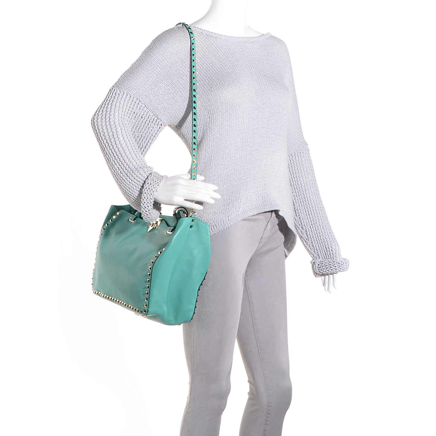 Vitello Medium Rockstud Tote Colibri