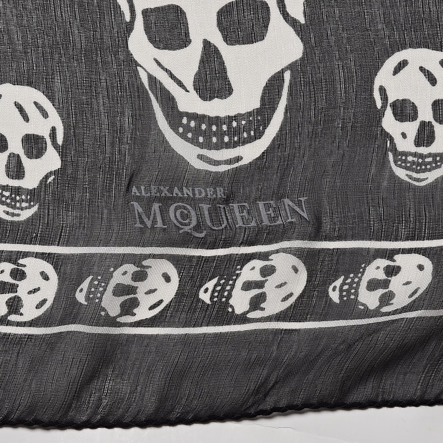 Silk Chiffon Skull Scarf Black Ivory