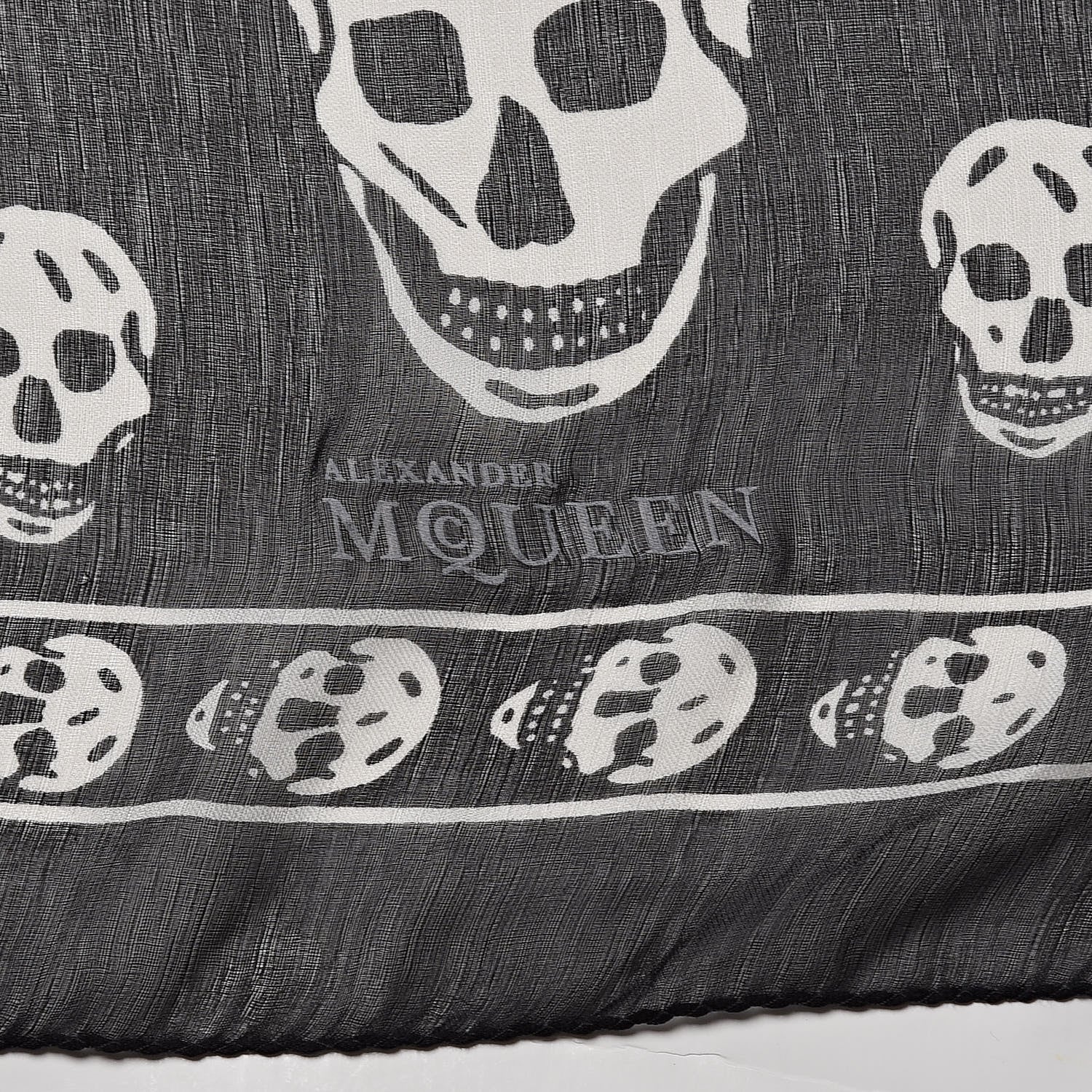 Alexander McQueen Silk Chiffon Skull Scarf Black Ivory 3 of 5