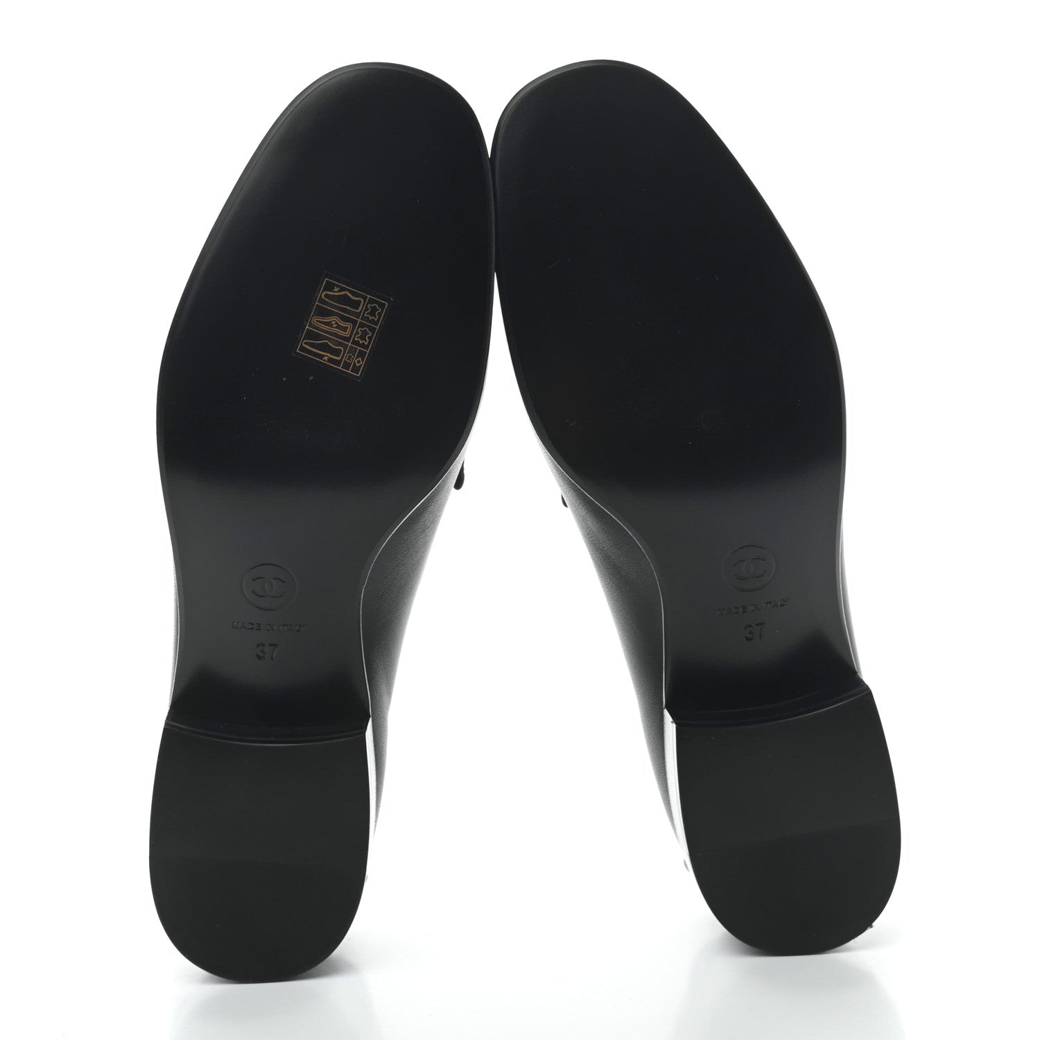 Chanel Lambskin Quilted Womens CC Loafers 37 Black 5 of 8