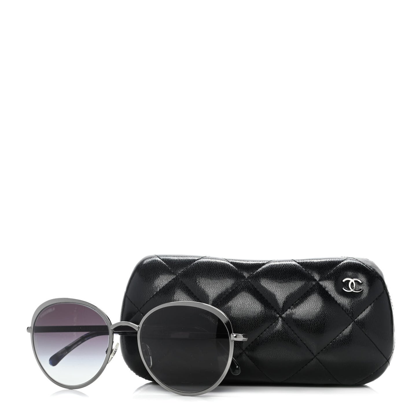 Round Spring Sunglasses 4206 Black Silver