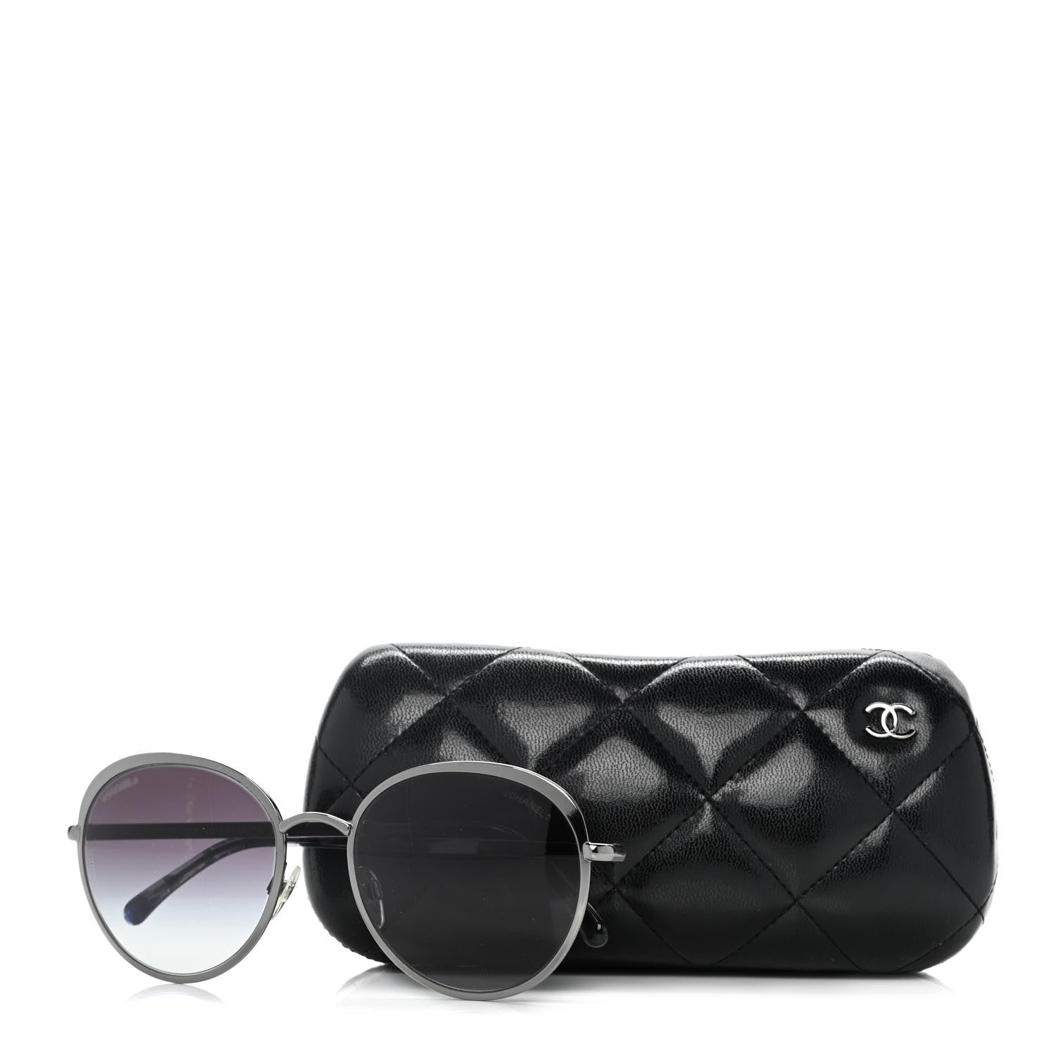 Chanel Round Spring Sunglasses 4206 Black Silver 8 of 8