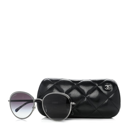 Chanel Round Spring Sunglasses 4206 Black Silver 8 of 8