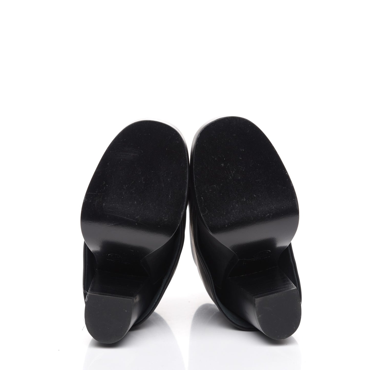 Calfskin CC Cap Toe Fold Over Boots 35.5 Black
