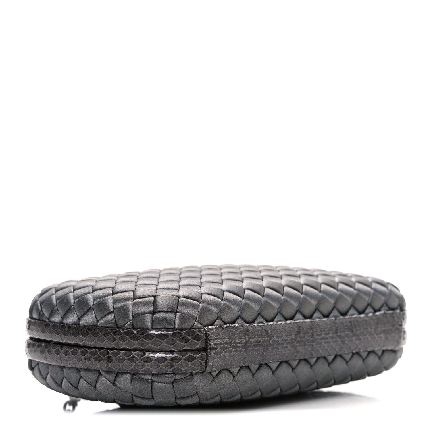 Bottega Veneta Satin Ayers Intrecciato Chain Knot Clutch Grey 4 of 10