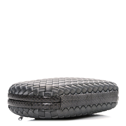 Bottega Veneta Satin Ayers Intrecciato Chain Knot Clutch Grey 4 of 10