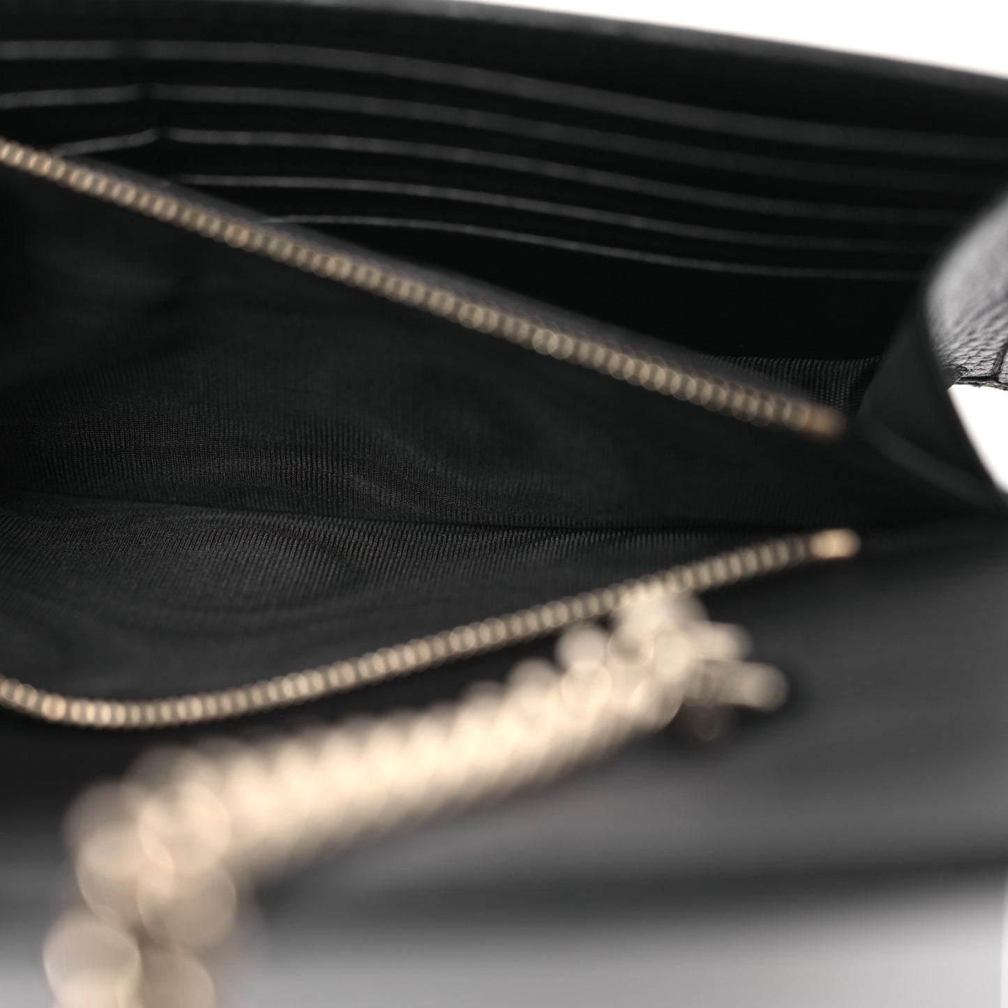Dollar Calfskin Interlocking G Chain Wallet Black