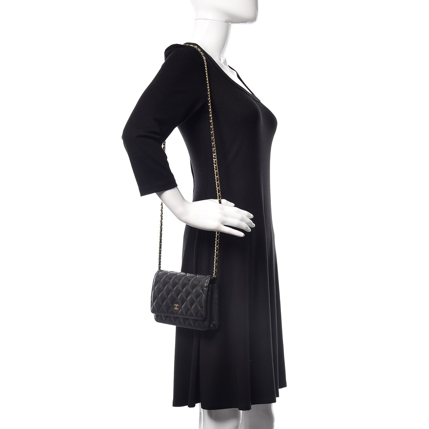 Caviar Quilted Wallet On Chain WOC Black