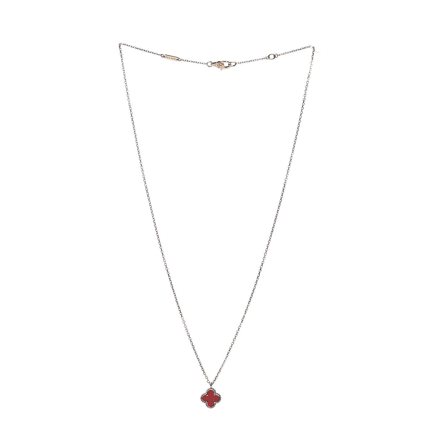18K Rose Gold Carnelian Sweet Alhambra Pendant Necklace
