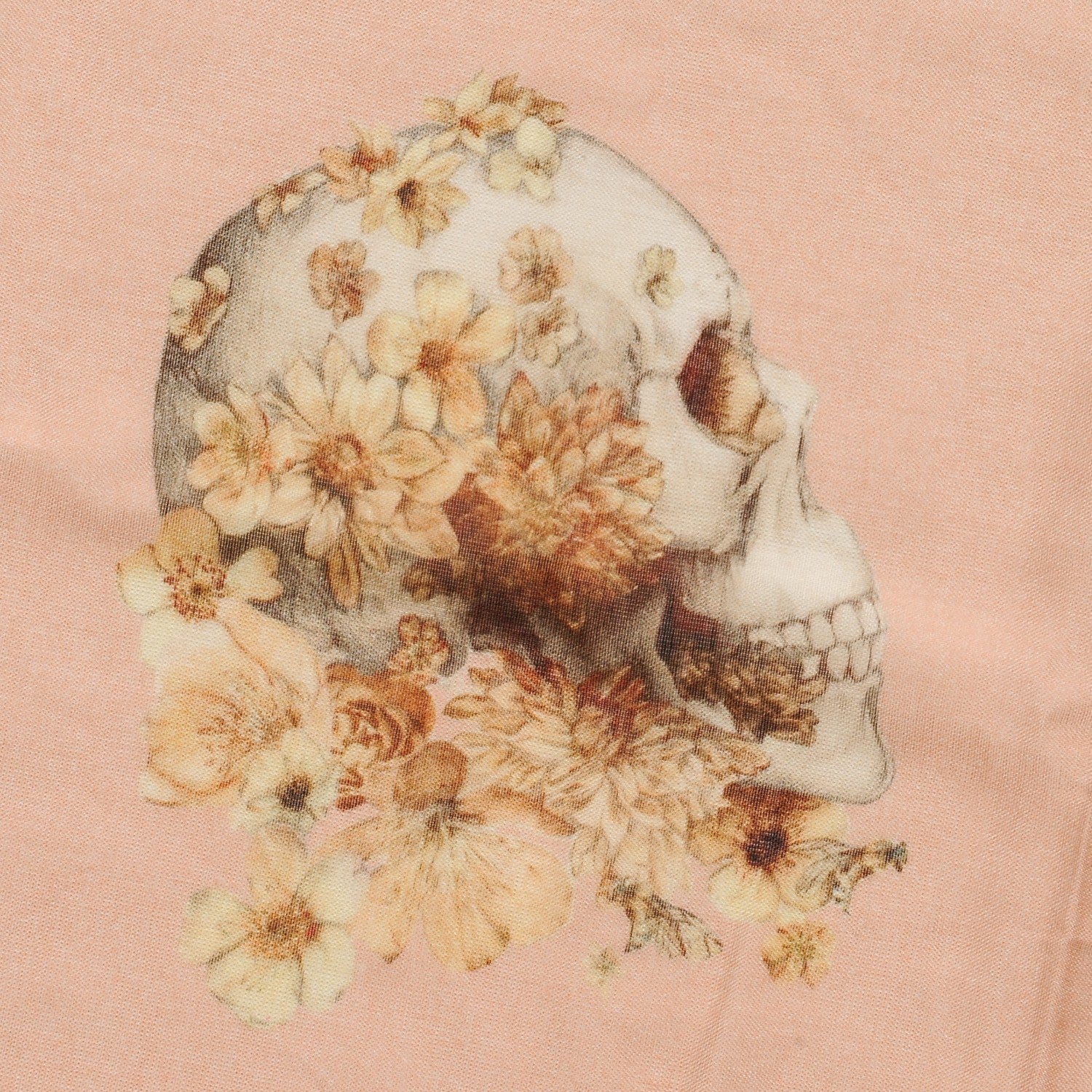 Alexander McQueen Modal Silk Flower Skull Scarf Peach 3 of 5