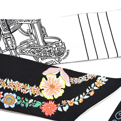 Hermes Silk Brides de Gala en Fleurs Twilly Black Multicolor White 3 of 3