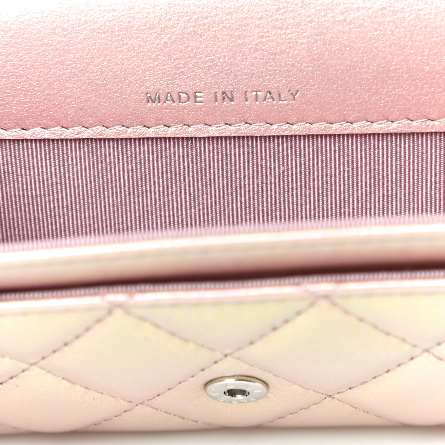 Chanel Iridescent Calfskin Quilted Flap Card Holder Wallet Pink 7 of 13